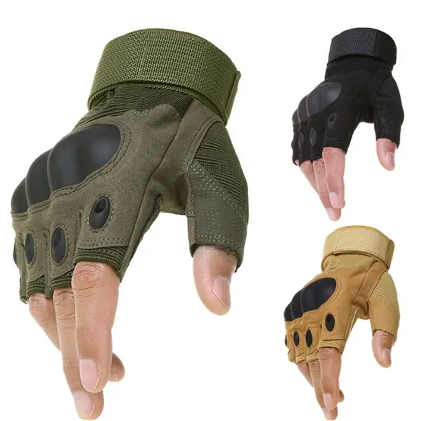 Hard Knuckle Tactical Gloves (Half Finger) Military Style