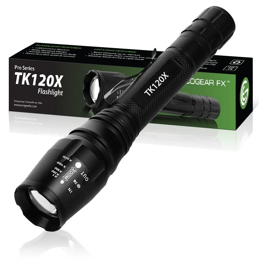 TK120X Tactical LED Flashlight with 5 Light Modes and Zoom